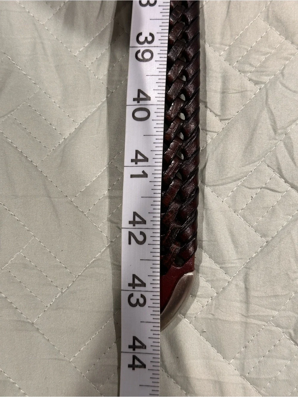 Brown Braided Leather Belt Size 36 Woven Silver Tone Hardware Western Boho